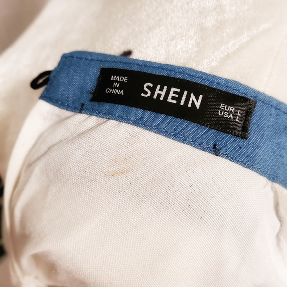 NWOT Rhinestone Denim Collared Peplum Top - Picture 5 of 5